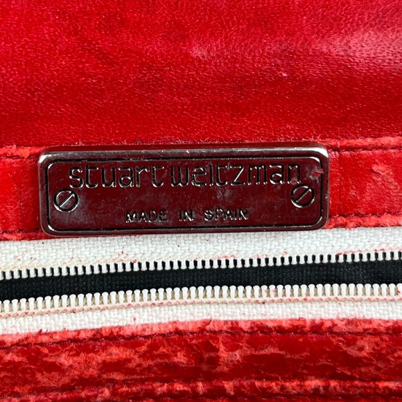 Vintage Stuart Weitzman Red Leather Crossbody Purse - Picture 7 of 13